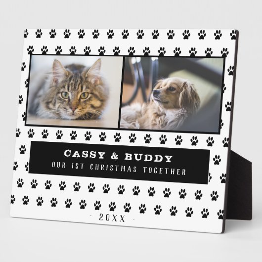 1st Christmas Together Cat Dog Paw 2 Foto Fotoplatte (Seite)
