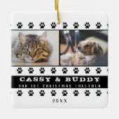 1st Christmas Together Cat Dog Paw 2 Foto Keramikornament (Vorderseite)