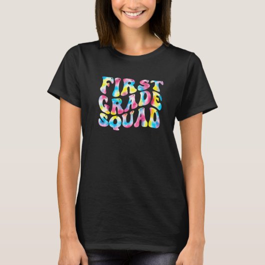 1st First Grade Squad Teacher Back To School Retro T-Shirt (Vorderseite)