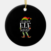 1st Grad Elf Squad Funny Elementary Teacher Xmas Keramik Ornament (Vorne)