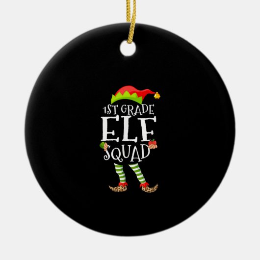 1st Grad Elf Squad Funny Elementary Teacher Xmas Keramik Ornament (Vorne)