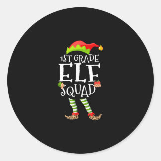 1st Grad Elf Squad Funny Elementary Teacher Xmas Runder Aufkleber