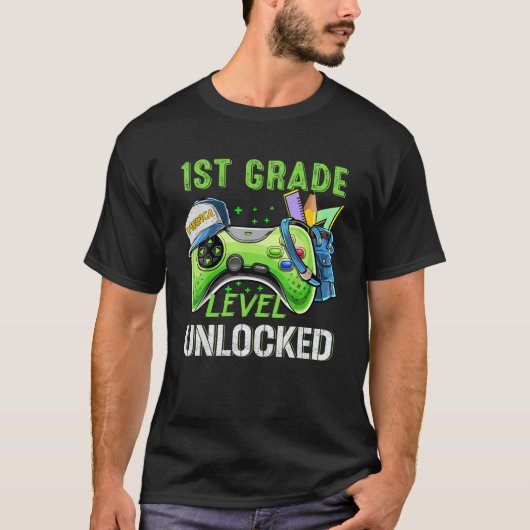 1st Grad Level Unlocked Apparel First Day School T-Shirt (Vorderseite)