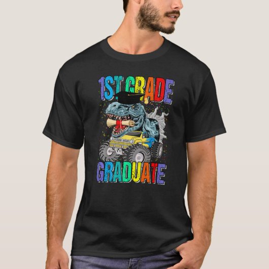 1st Grade Graduate Monster Truck Dinosaur Graduati T-Shirt (Vorderseite)