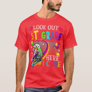 1st Grade Here I Come Skating Astronaut Back To Sc T-Shirt
