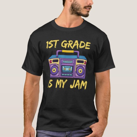 1st Grade Is My Jam School Retro 80s Boombox Stude T-Shirt (Vorderseite)