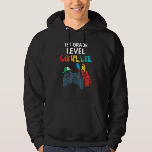 1st Grade Level Complete Gaming Boy Last Day Of Sc Hoodie (Vorderseite)
