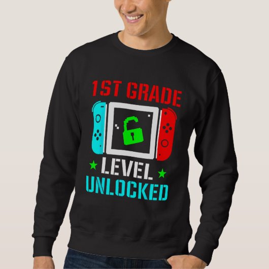 1st Grade Level Unlocked Back To School Gamer Boy Sweatshirt (Vorderseite)