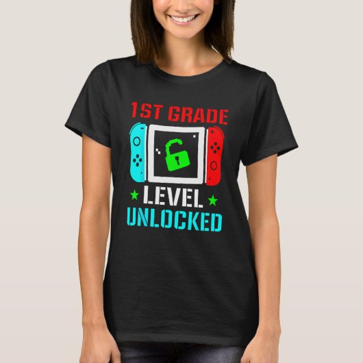 1st Grade Level Unlocked Back To School Gamer Boy T-Shirt (Vorderseite)