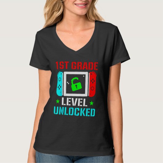 1st Grade Level Unlocked Back To School Gamer Boy T-Shirt (Vorderseite)