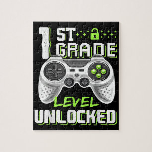 1st Grade Level Unlocked Gamer First Day Of School Puzzle