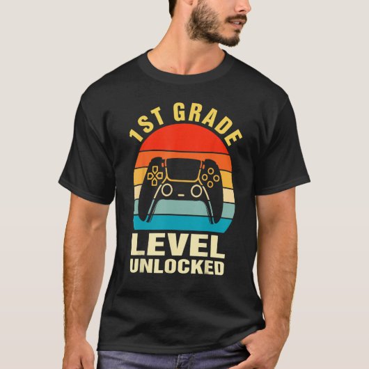 1st Grade Level Unlocked Gamer First Day Of School T-Shirt (Vorderseite)