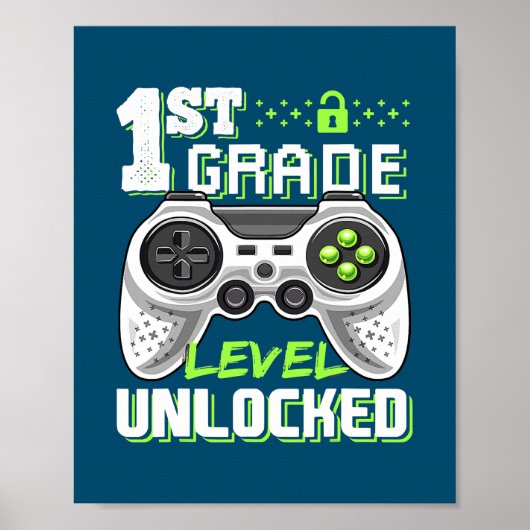 1st Grade Level Unlocked Video Game Back to Poster (Vorne)