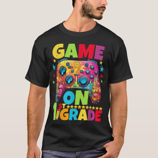 1St Grade Level Unlocked Video Gamer Pixel Back  T-Shirt (Vorderseite)