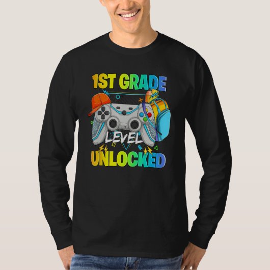 1st Grade Level Unlocked Video Gamers First Day Of T-Shirt (Vorderseite)