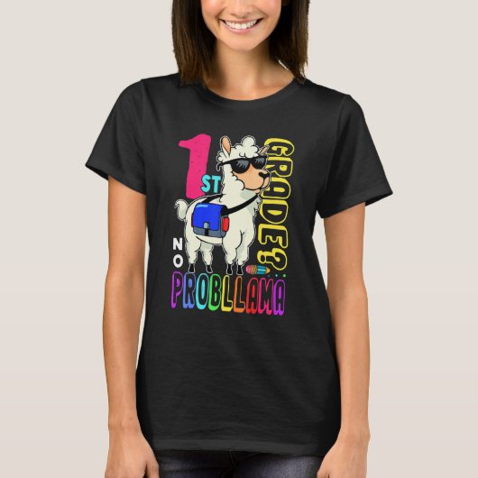 1st Grade No Prob Llama Back To School First Day 3 T-Shirt (Vorderseite)
