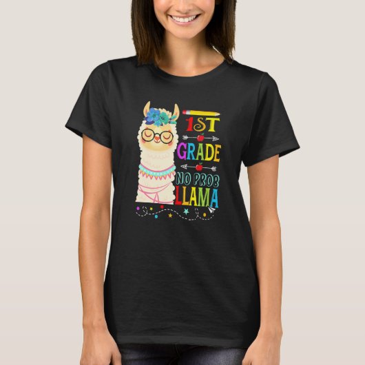1st Grade No Prob Llama Back To School First Day   T-Shirt (Vorderseite)