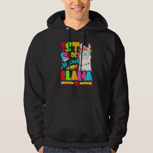 1st Grade No Prob Llama First Day Back To School 2 Hoodie (Vorderseite)