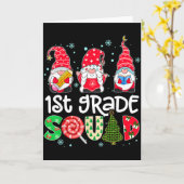 1st Grade Squad Gnome Teacher Christmas Ne Buffalo Karte (Gelbe Blume)