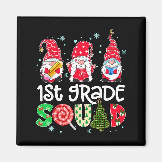 1st Grade Squad Gnome Teacher Christmas Ne Buffalo Magnet (Vorne)