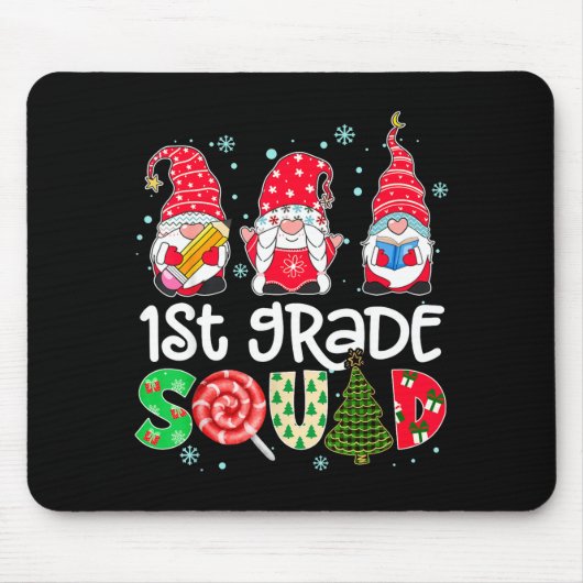 1st Grade Squad Gnome Teacher Christmas Ne Buffalo Mousepad (Vorne)