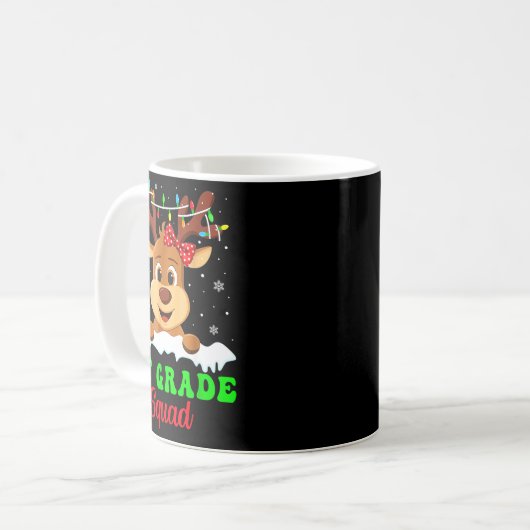 1st Grade Squad Xmas Reindeer Teacher Student Chri Kaffeetasse (Vorderseite Links)