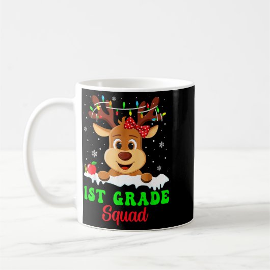 1st Grade Squad Xmas Reindeer Teacher Student Chri Kaffeetasse (Links)