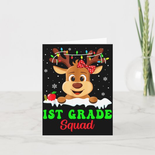 1st Grade Squad Xmas Reindeer Teacher Student Chri Karte (Vorderseite)