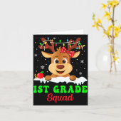 1st Grade Squad Xmas Reindeer Teacher Student Chri Karte (Gelbe Blume)