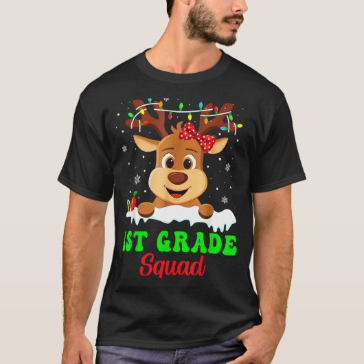 1st Grade Squad Xmas Reindeer Teacher Student Chri T-Shirt (Vorderseite)