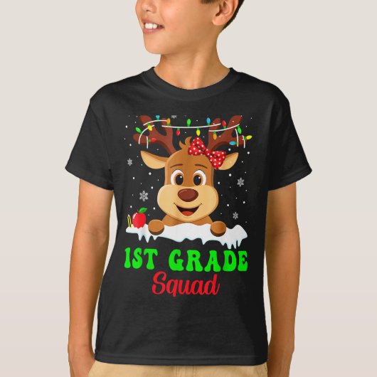 1st Grade Squad Xmas Reindeer Teacher Student Chri T-Shirt (Vorderseite)