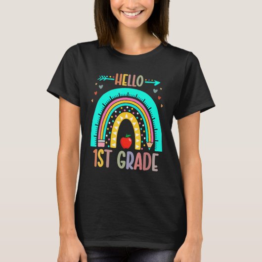 1st Grade Teacher Back To School Boho Rainbow T-Shirt (Vorderseite)