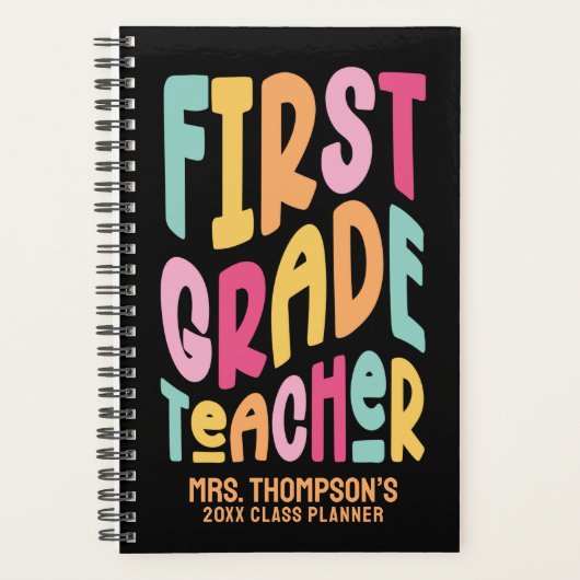 1st Grade Teacher Colorful Text Planner Planer (Vorderseite)