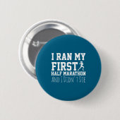 1st Half Marathon Runner Funny Running First  Button (Vorne & Hinten)
