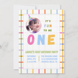 1ST- IT'S FUN TO BE ONE FIRST BIRTHDAY INVITATION  EINLADUNG