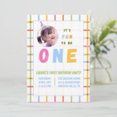 1ST- IT'S FUN TO BE ONE FIRST BIRTHDAY INVITATION  EINLADUNG (Stehend Vorderseite)