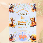 1st Party Animals Kids Birthday Invitation Einladung