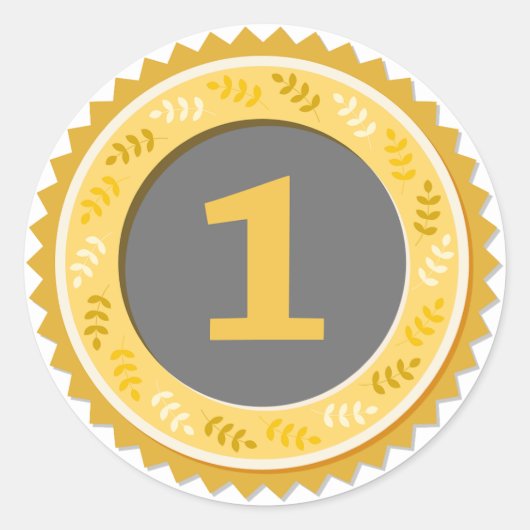 1st Place Gold Medal Dark Runder Aufkleber (Vorderseite)
