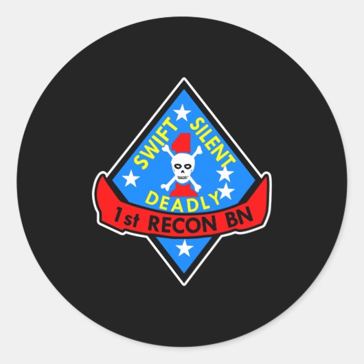 1St Recon Bn Black Runder Aufkleber (Vorderseite)
