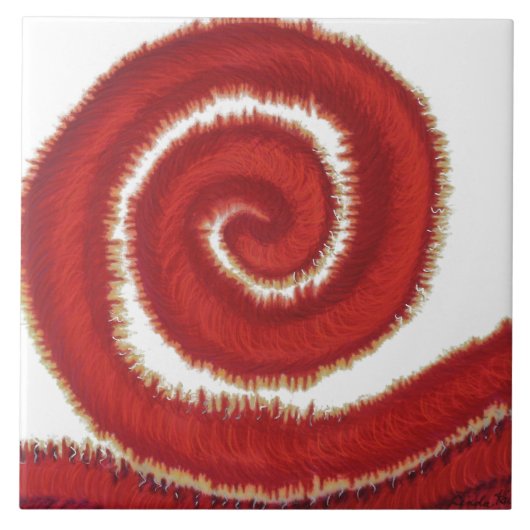 1st-Root Chakra Rot-Spiralen-Grafik #1 Fliese (Vorderseite)