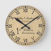 1st Wedding Anniversary Runde Wanduhr (Vorderseite)