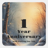 1st Year Anniversary Still Falling For You Bond  Quadratischer Aufkleber (Vorderseite)