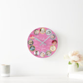 1st Year of Photos Girl Nursery Round Clock Runde Wanduhr (Zuhause)