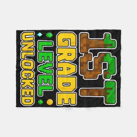 1ste Stufe Entsperrter Videogamer Pixel CK to S Fleecedecke (Vorderseite (Horizontal))