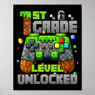 1ste Stufe Entsperrter Videogamer Pixel CK to S Poster