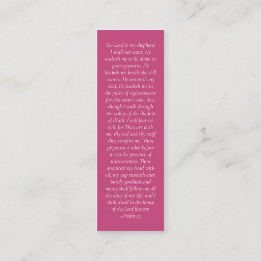 1x3" Gedenkgedicht Beerdigung Pink MINI Lesezeiche Telefonnummerkarte (Rückseite)