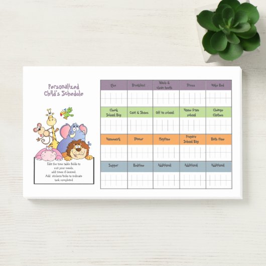 1YR Lieferung von Kindern CUSTOM Zeitplan Prämient Post-it Klebezettel (Büro)