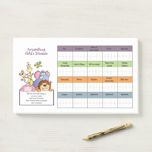 1YR Lieferung von Kindern CUSTOM Zeitplan Prämient Post-it Klebezettel (Auf Schreibtisch)