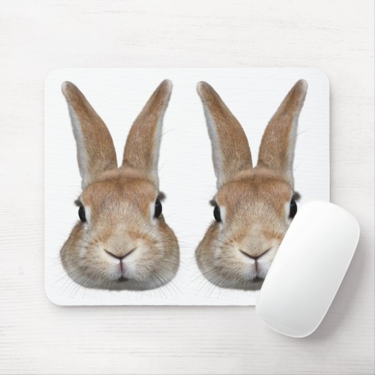 2匹のウサギの顔 MOUSEPAD (Mit Mouse)