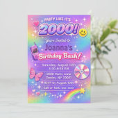 2000's Birthday Party Y2K Invitation Einladung (Stehend Vorderseite)